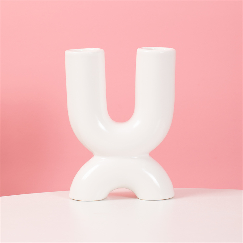 Jarrón de Cerámica Nórdico INS, Decoración Creativa, Artesanía sin Esmaltar, Arreglo de Flores Secas, Estilo INS Simple y Blanco para el Hogar