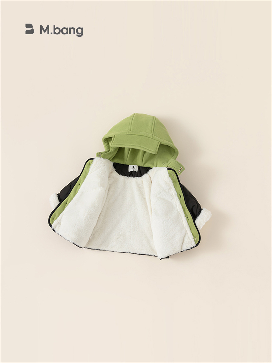 Chaqueta de algodón para niños Youbao, chaqueta de algodón con capucha y bloques de color, abrigo cálido de algodón para bebé, top informal grueso de invierno