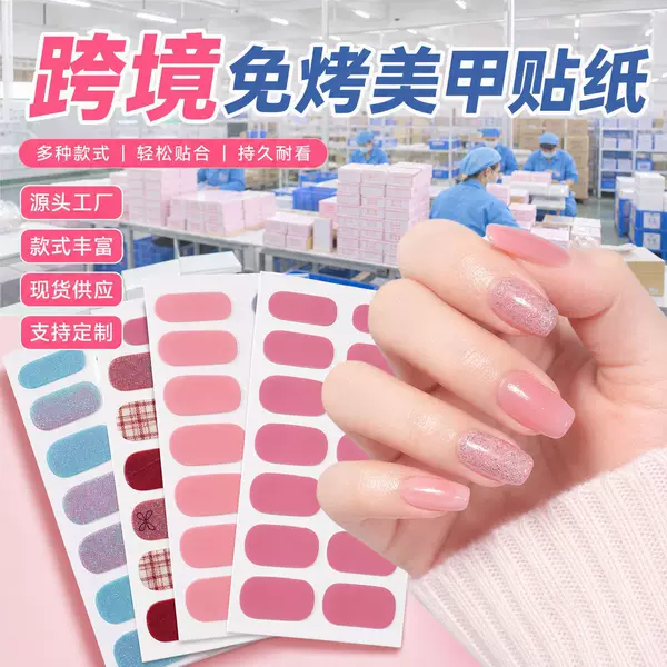 Cross-Border 2025 New Manicure No-Bake Gel 3D Full-Stick Manicure Stickers Ins Style Wearable Nails Frosted Manicure Stickers