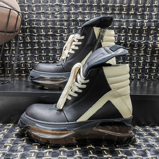 European Station Spring Martin Boots Men's Trendy Real Cowhide High-top Motorcycle Personalized Thick Sole Boots Men's Shoes