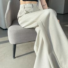 米白色西装阔腿裤女春夏2025新款高腰高级感垂感百搭直筒休闲西裤