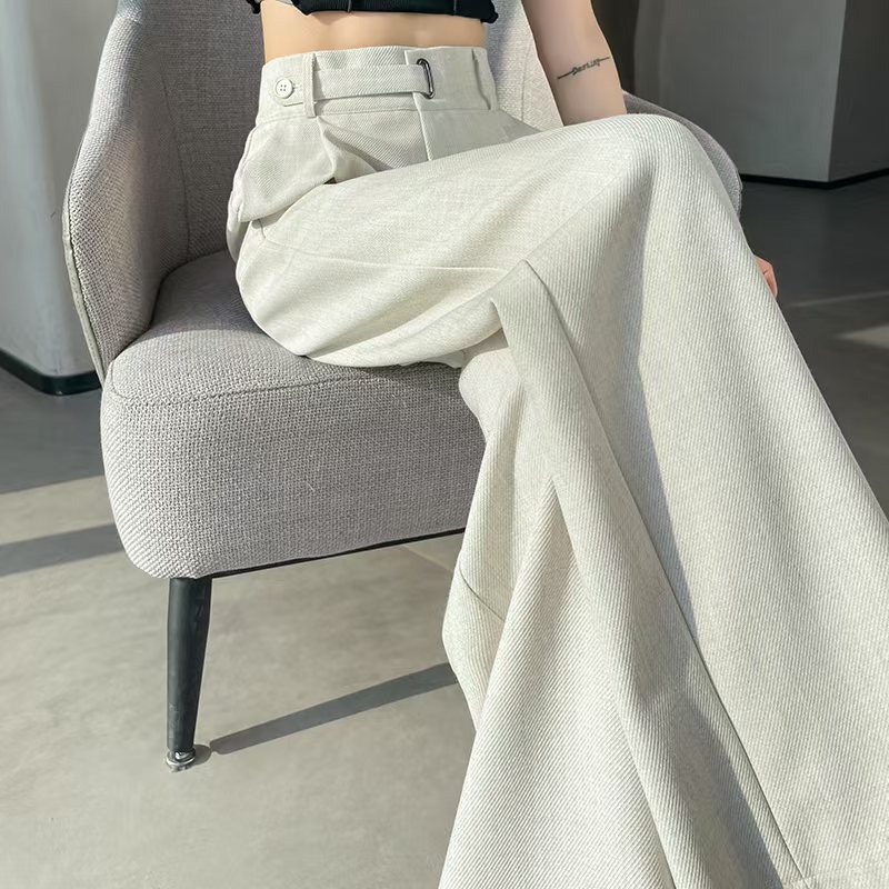 Off-White Suit Wide-Leg Pants for Women Spring and Summer 2025 New High-Waisted High-End Draped Versatile Straight Casual Trousers