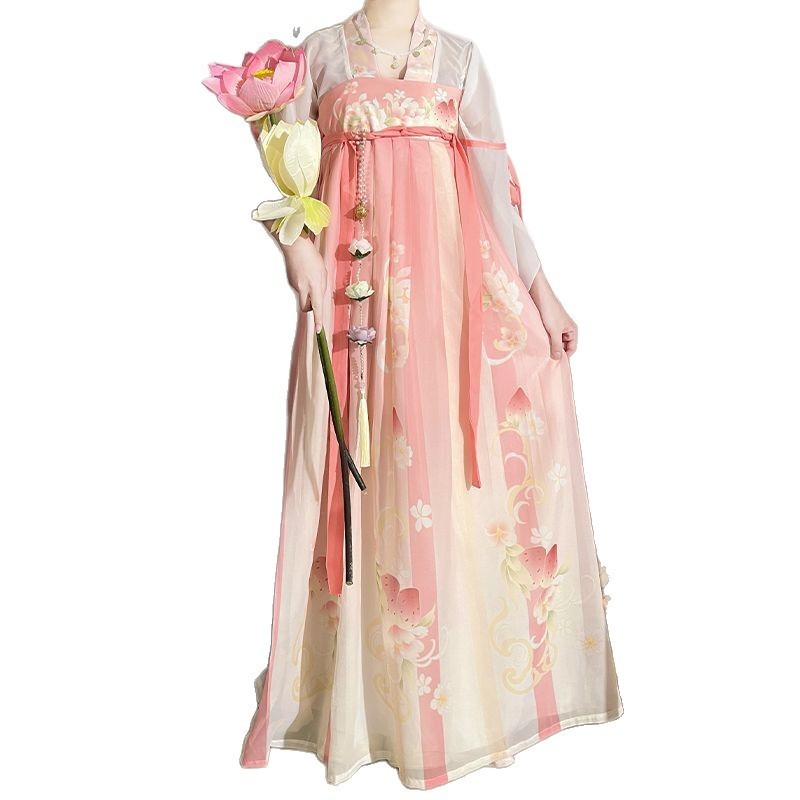 Huaxiaoyiオリジナル漢服女性用【ストロベリーラビット】唐製ボタンダウントップス、胸までの長さのスカート、爽やかなデイリー春夏スタイル|undefined