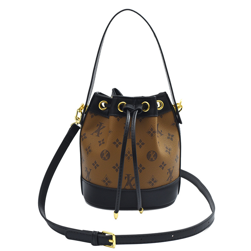 2024 New Retro Printed Drawstring Bucket Bag For Women, Light Luxury, Premium Texture Crossbody Bag, Handheld Outward Women's Bag_voghion.com