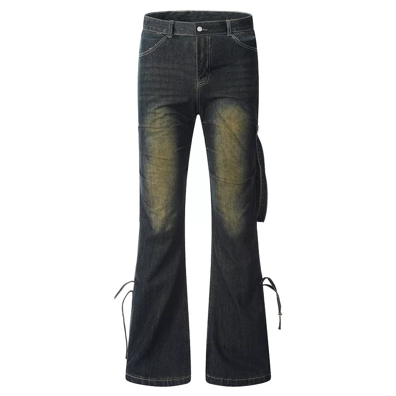Гenuine retro megaphone, jeans, trousers, American style, mid rise