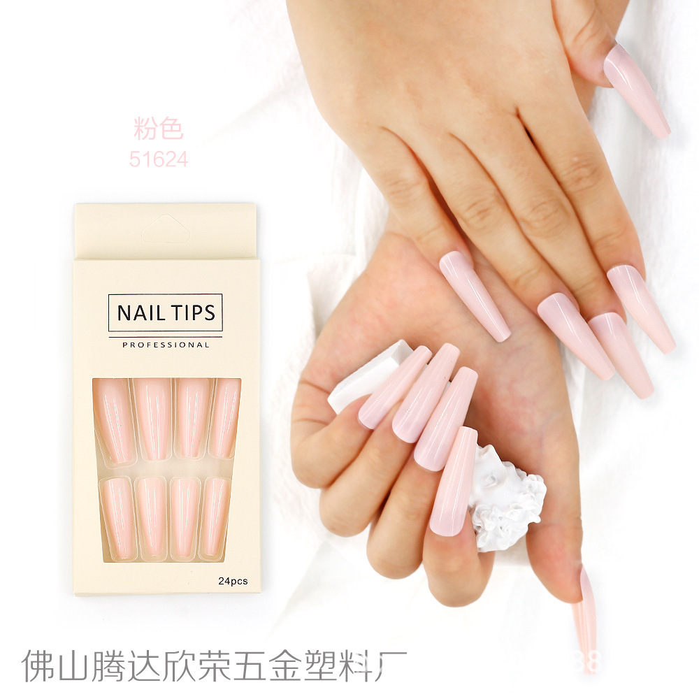Uñas postizas de ballet coloridas, 24 piezas, largas, desmontables, procesables, al por mayor