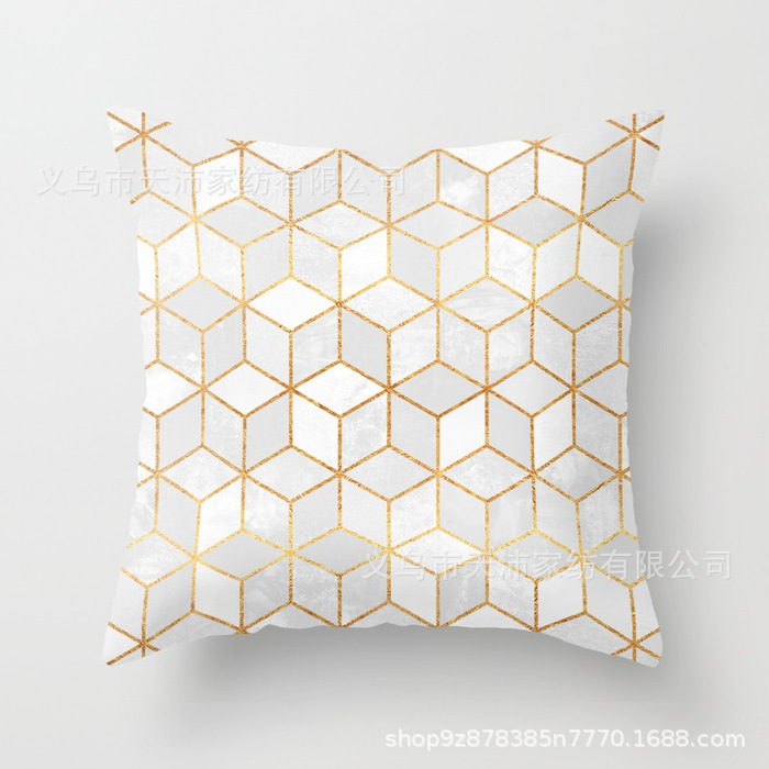 Funda de almohada personalizada con logotipo corporativo, funda de cojín geométrica de Amazon, terciopelo piel de melocotón, cojín para sofá de sala de estar, moderno y minimalista