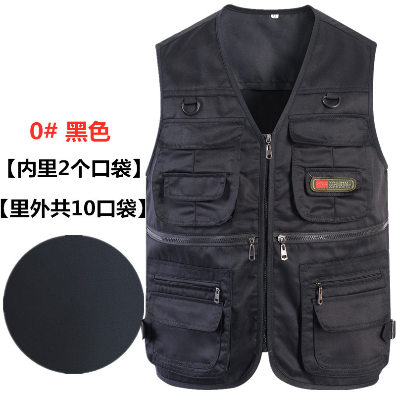 Primavera y otoño Four Seasons chaleco Chaleco de los hombres de mediana edad y ancianos papá al por mayor de los hombres multi-Bolsillo de ocio al aire libre Ejército Verde