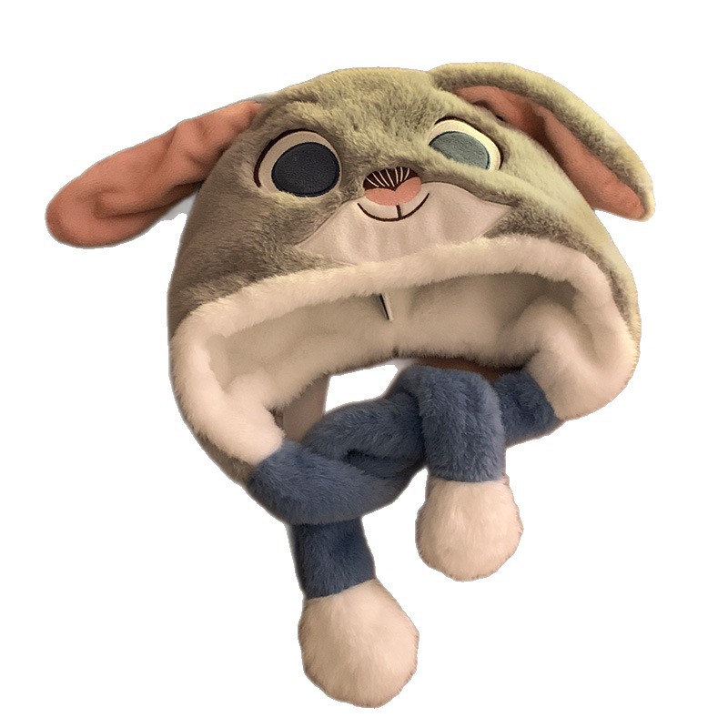 여우 토끼 동물 털모자 목도리 일체형 겨울 방한모자