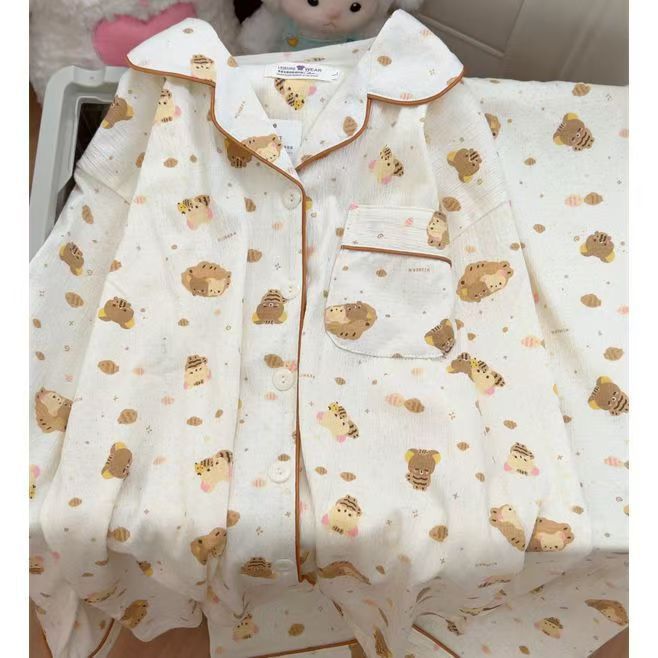 可爱小狗睡衣女春秋季长袖长裤套装ins风甜美少女可外穿家居服|undefined
