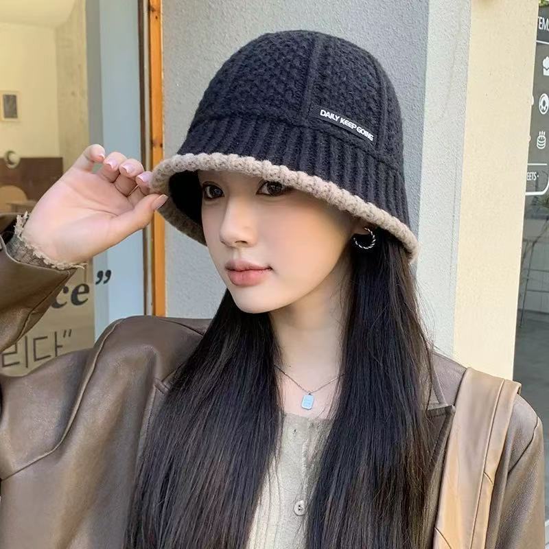 保暖针织毛线水桶帽子秋冬新款韩版盆帽网红百简约时尚防寒渔夫帽|undefined