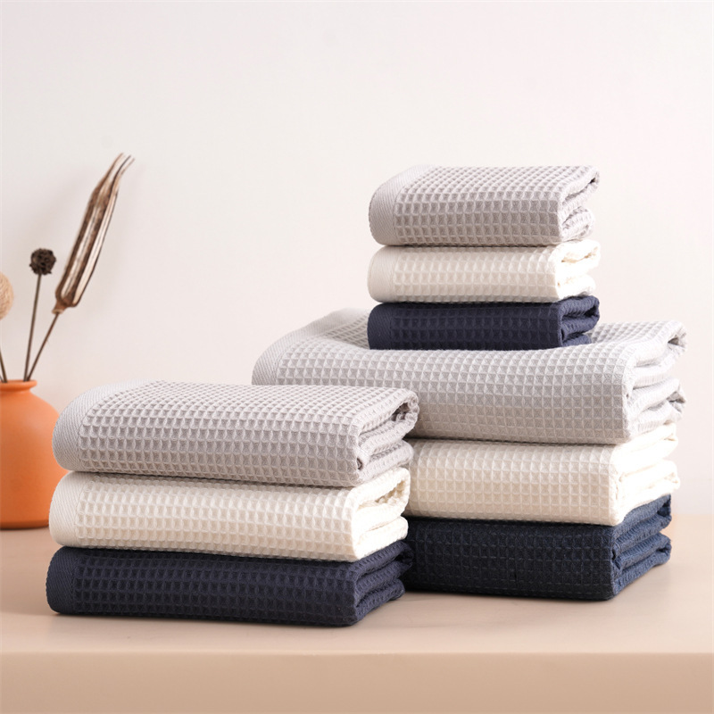 Gauze Japanese-Style Waffle Honeycomb Adult and Children's Towel Bath Towel Thickened Cotton Honeycomb Mesh Quick-Dry Wholesale in Stock