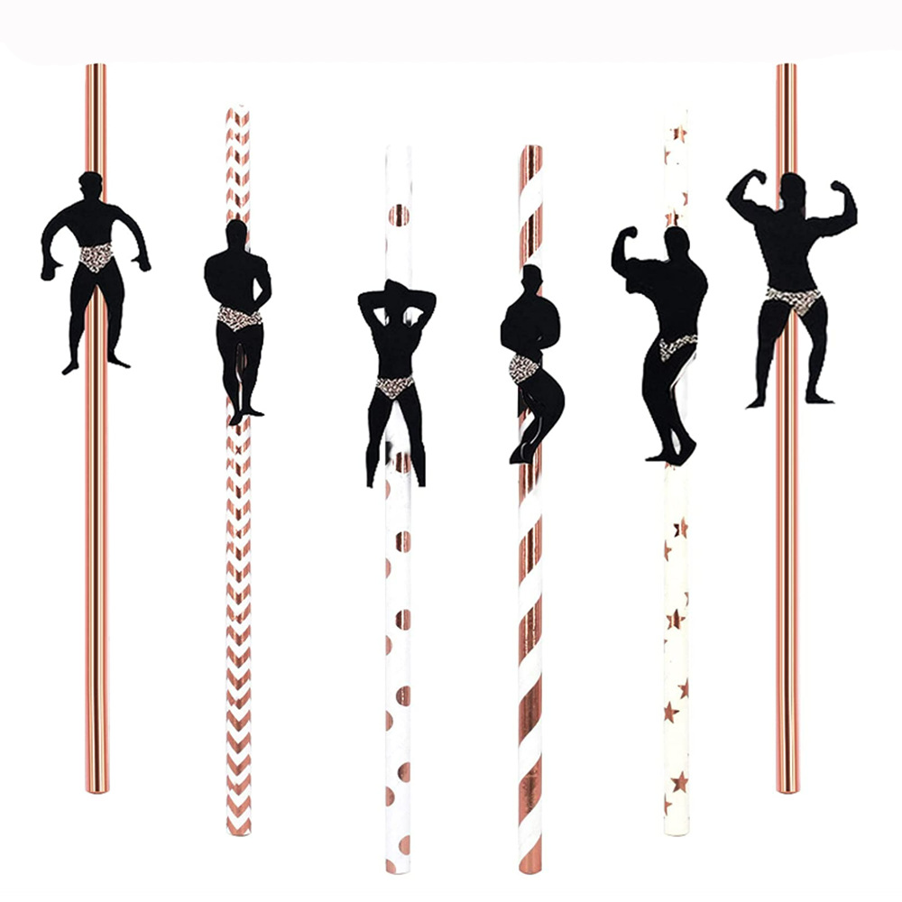 Amazon desechable solo partido paja de papel postre pastel decoración deportes fitness muscle hombres forma paja