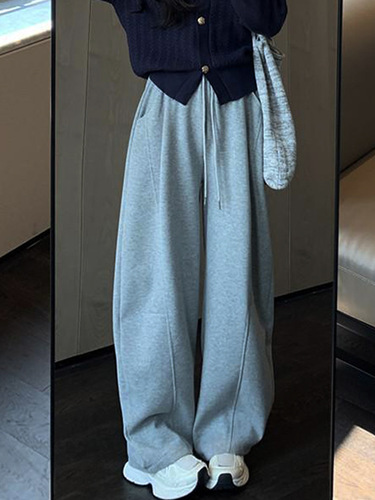 Fleece-lined, thickened harem pants—women's autumn/winter new arrival, flowing high-waisted slimming loose-fitting sports pants, casual sweatpants, wide-leg pants.