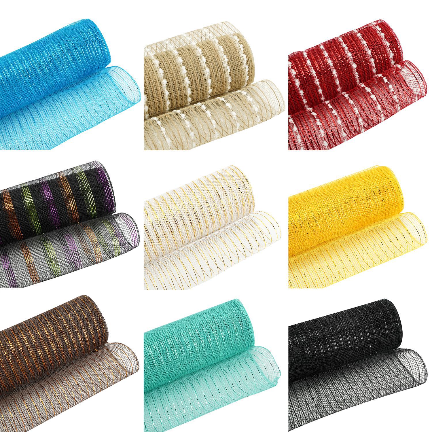 Factory wholesale production of wreath material decorative mesh lace with Koke edge ribbon PP mesh Christmas wreath