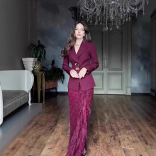 亚马逊欧美跨境2025年秋季新款柔美华丽优雅长袖长裙套装连衣裙女