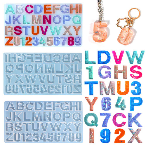 Proud diy silicone mold 26 holes with numbers and letters silicone mold pendant keychain hot cross-border sales