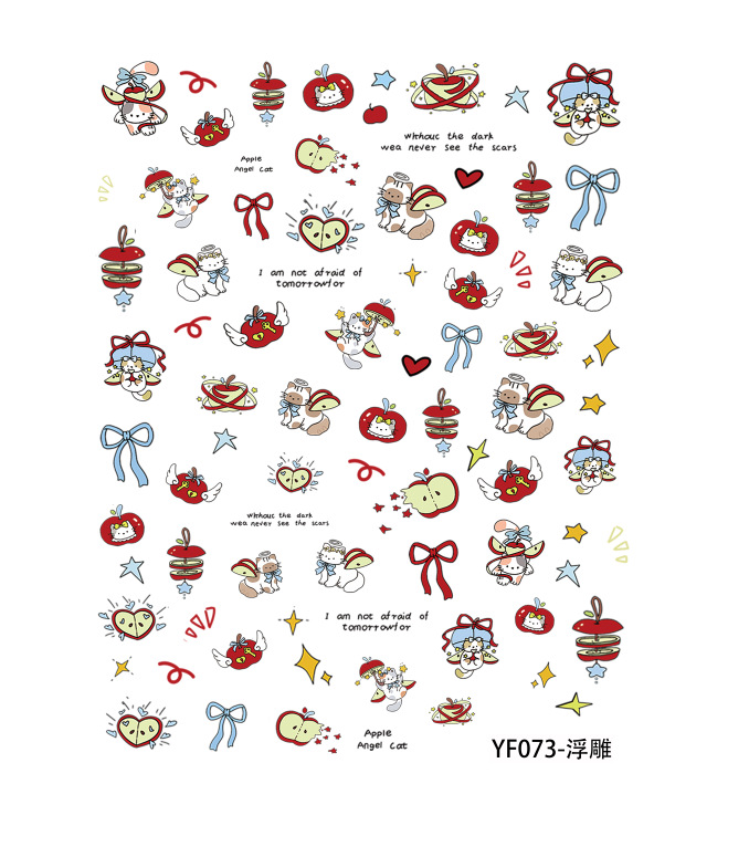 苹果喵 指甲贴纸5D浮雕薄韧贝壳光蝴蝶美甲贴纸定 制饰品工厂批发