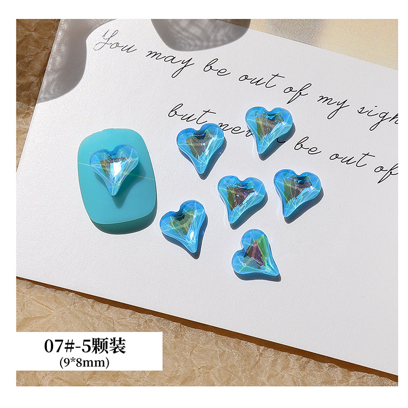 Candy Diamond Super Flash amor magia uñas en forma de diamante Verano de uñas fluorescente torcida Joyería de diamantes Corazón de melocotón