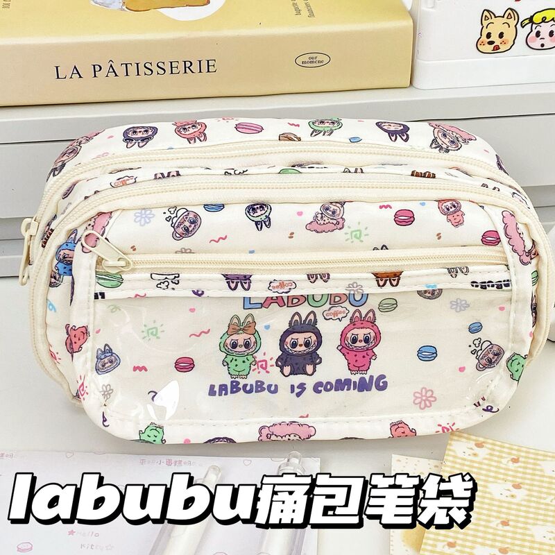 Labubu パインバッグ漫画鉛筆バッグイン高価値文具バッグ学生大容量筆箱収納和風|undefined