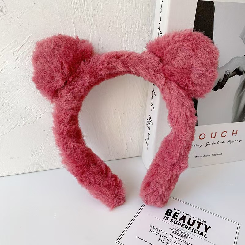Linda diadema de oso de amor tridimensional, diadema de felpa de dibujos animados de celebridades de Internet, diadema de lavado de cara, accesorios para el cabello de todo fósforo de celebridades de Internet al por mayor