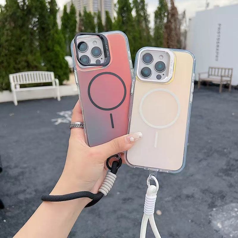 iPhone17promax携帯電話ケース、Apple 15レンズブラケット、落下防止保護カバー16Eに適したグラデーション磁気吸着|undefined