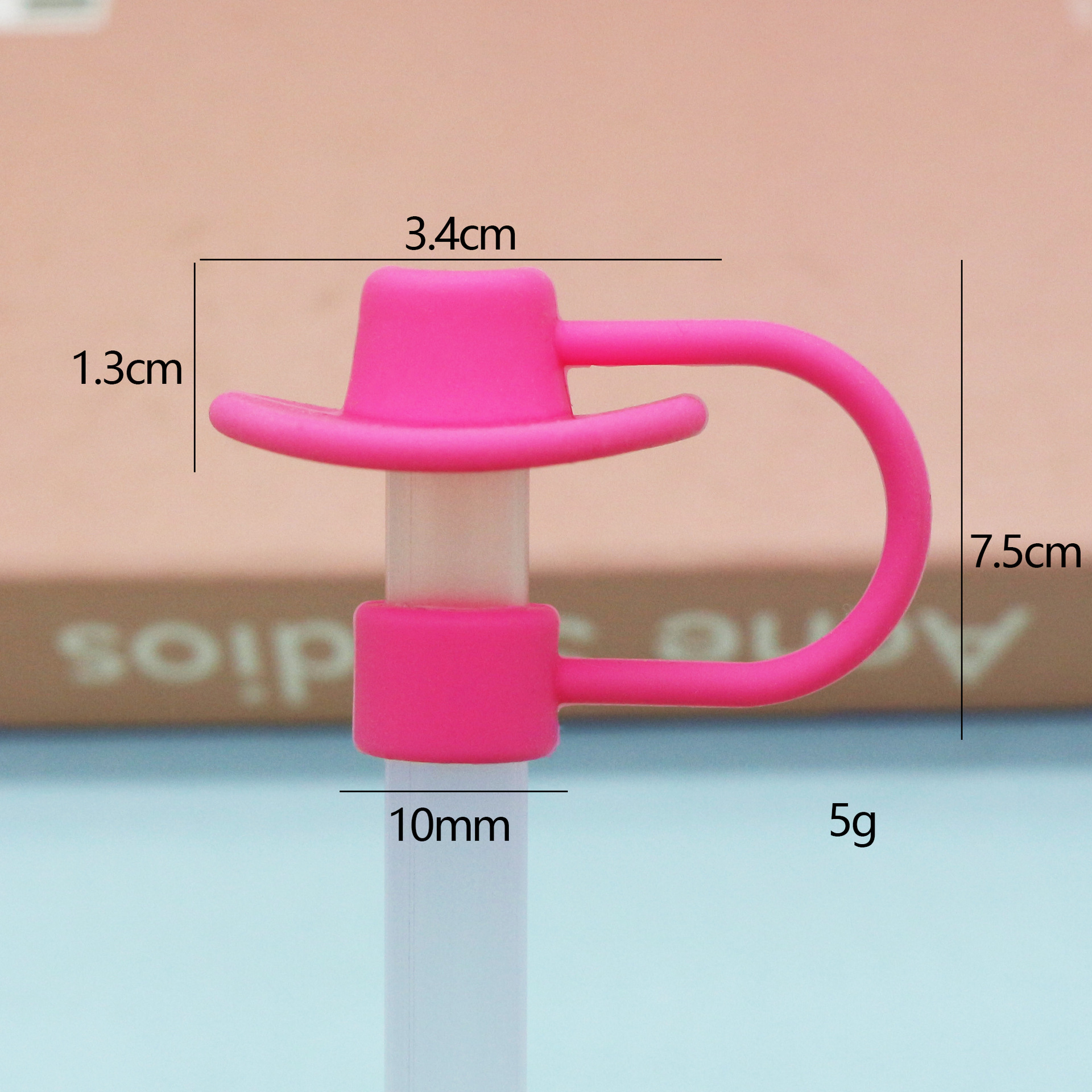 Sombrero vaquero rosa de silicona de 10 mm-2