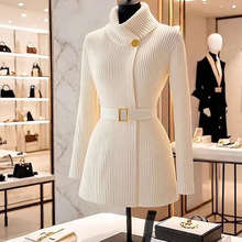 外贸新款独特设计修身明星名媛时尚中长款连衣裙毛衣新款针织毛衣