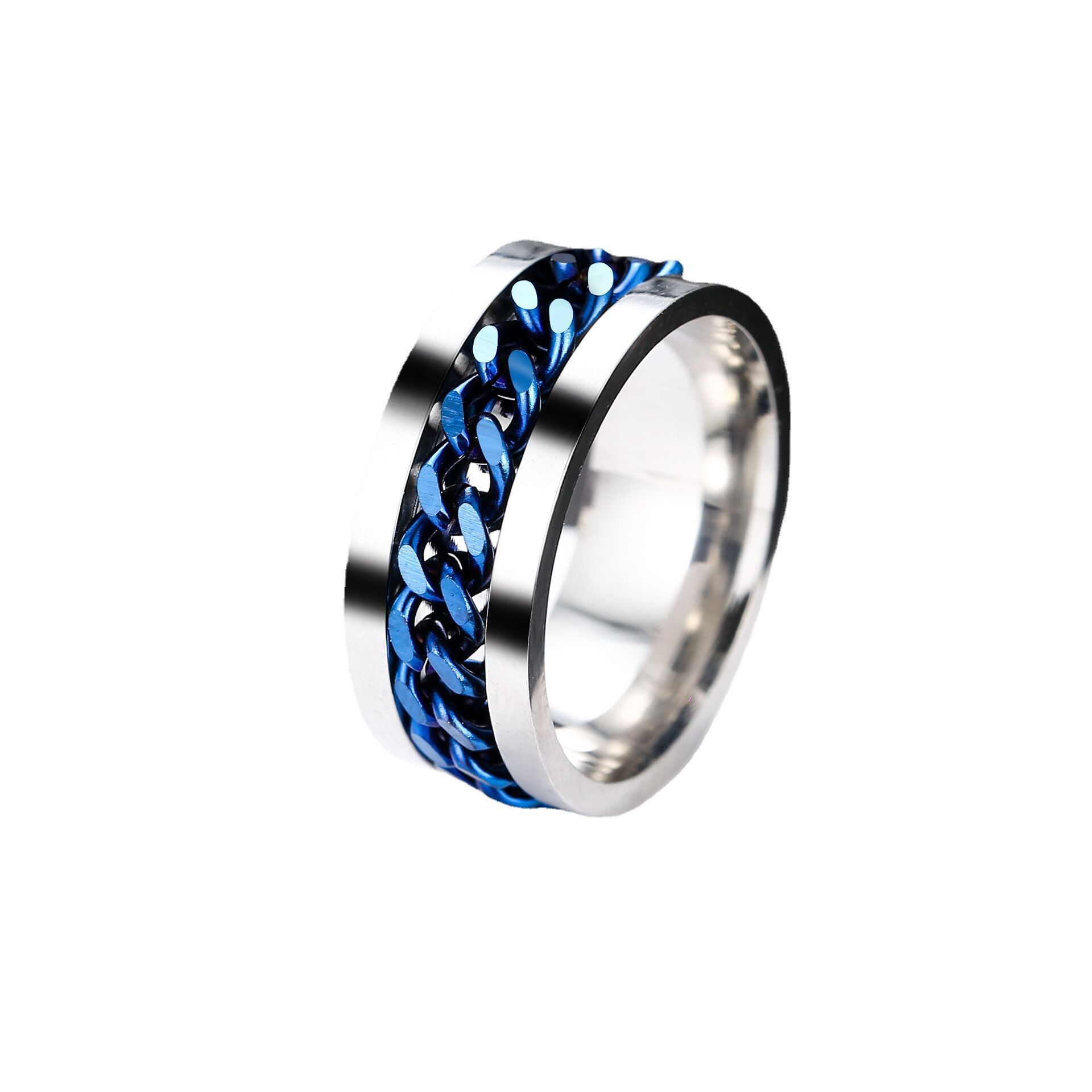 Daily Occasion Stainless Steel Material Casual Simple Style Circle Stainless Steel Plating Chain Men's Rings