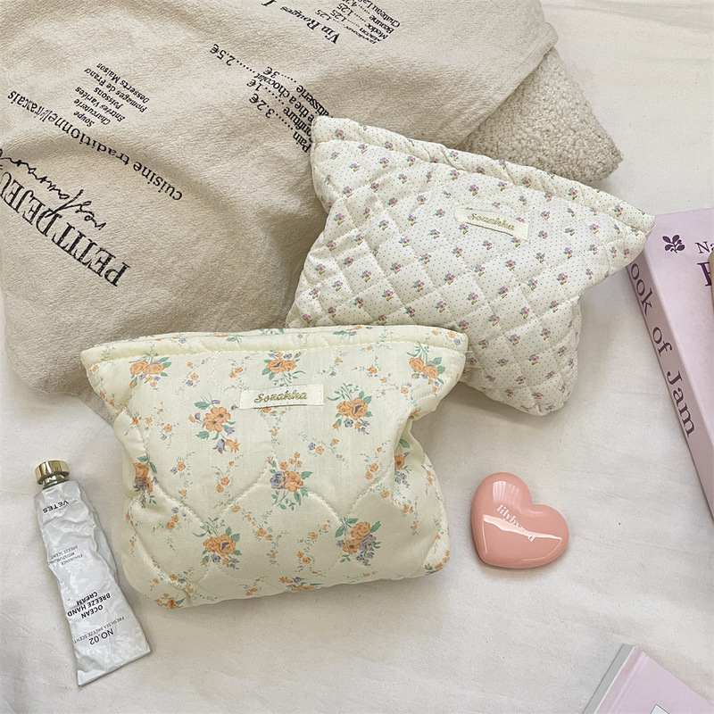 3611 Korean Puzzle Flower Quilted Lining Clutch Bag Cosmetic Bag Women's Portable Large Capacity Storage Bag