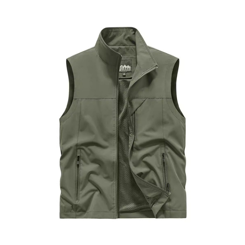 Spring and Summer Polyester Cross-Border Vest Casual Men's Stand-Up Collar Multi-Pocket Workwear Outdoor Photography Fishing Vest Jacket