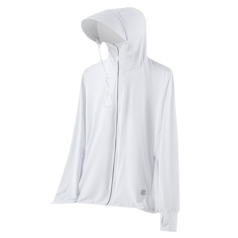 UPF50 + tecnología de protección solar delgada ropa de piel transpirable para hombres y mujeres deportivos al aire libre chaqueta de pareja encapuchada para hombres