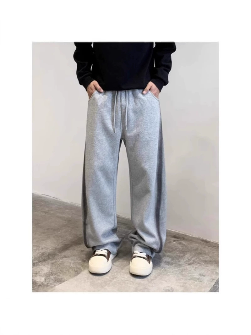 Trend spring casual trousers for leisure, American style, oversize, loose straight fit