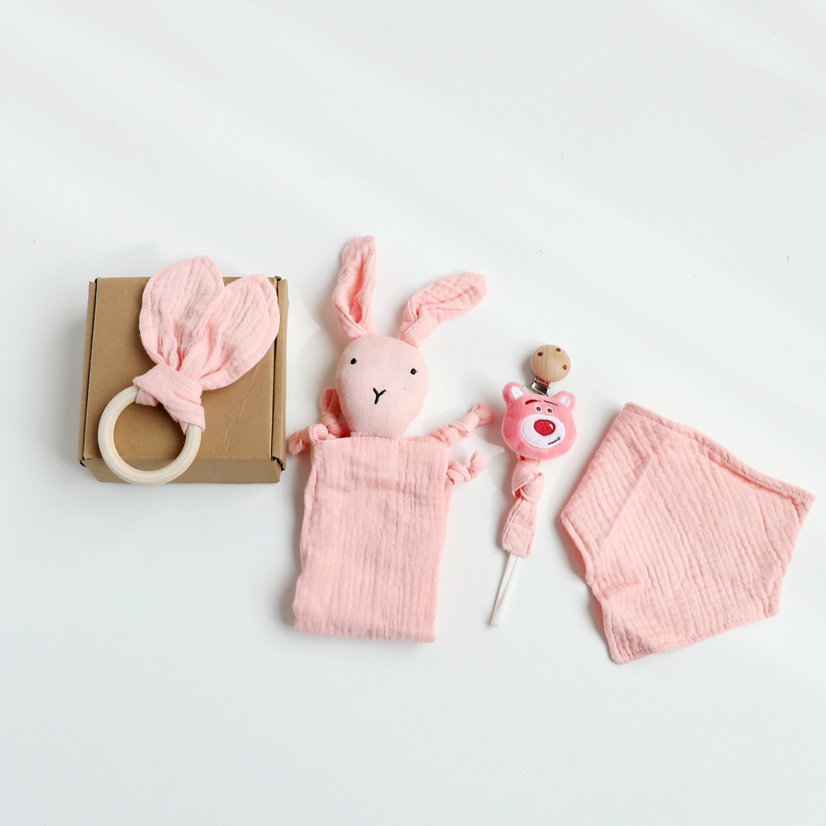 Caja de regalo de lavado de bebé recién nacido, juego de toalla de saliva, regalo de reunión de luna llena de cuatro piezas para bebés recién nacidos