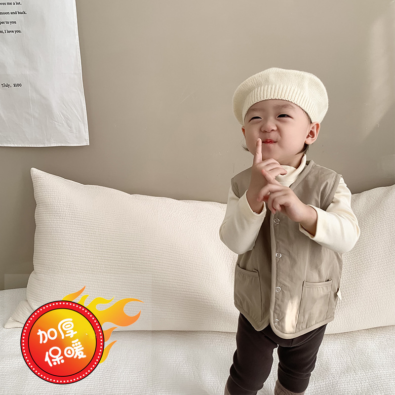 Niños y Niñas ropa de abrigo chaleco bebé Outwear 2023 Otoño e Invierno estilo coreano ropa de bebé Chaleco de algodón