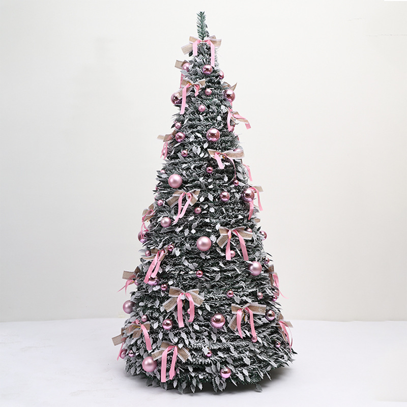 Árbol de Navidad plegable transfronterizo decoración de suelo de Navidad iluminante LED árbol retráctil encriptado 2026 escena de Navidad