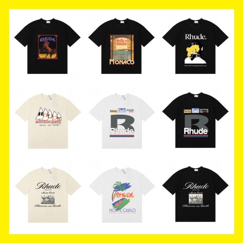 25 years of spring and summer men's RHUDE high street printing breathable half sleeve simple fashion fashion brand short sleeve top pullover T-shirt