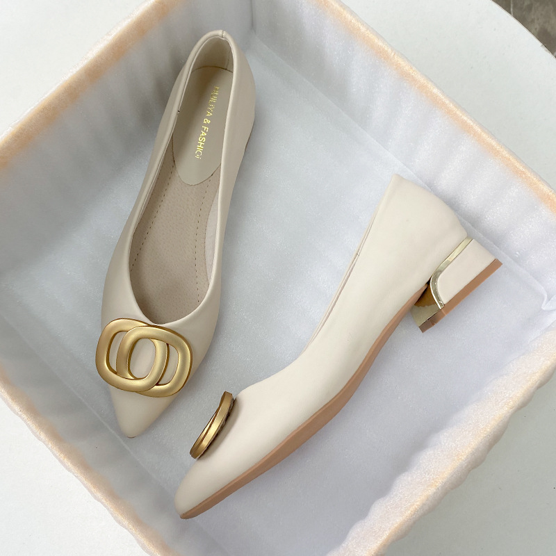 Kaffee Farbe Einzelne Schuhe Frauen Neue Frühling Spitz Niedrigen Absatz Französisch Stil Dicke Professionelle Arbeit_voghion.com