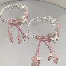 春季樱花粉色蝴蝶手镯气质精致设计手链中式甜美学生手饰手工