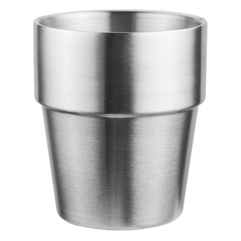 304 de acero inoxidable coreano martillado taza de cerveza de doble capa restaurante taza de té patrón de diamante dorado gárgaras boca recta taza de agua