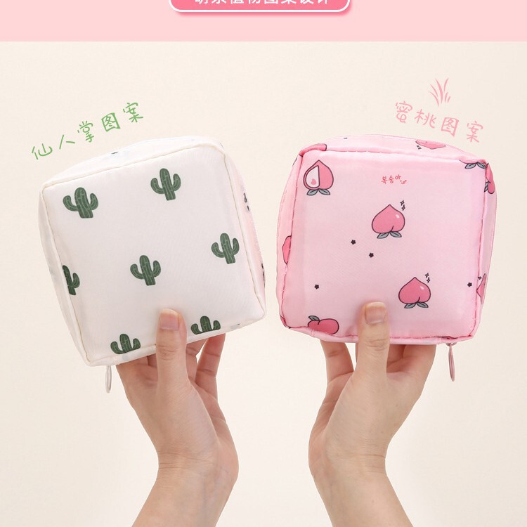 Cartoon Cute Girls Sanitary Napkin Multifunctional Storage Bag Portable Coin Purse Girls Menstrual Sanitary Napkin Storage Bag