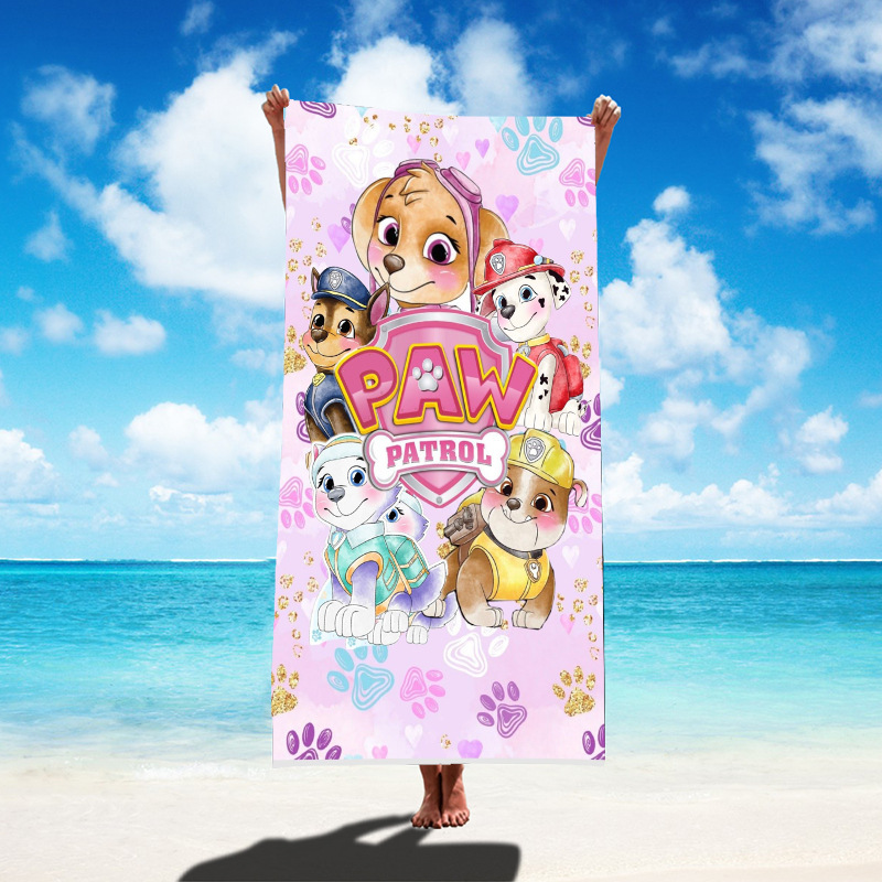 Independent Foreign Trade Cartoon Animation Beach Towel with Dog Pattern, Gift Bath Towel, Minimum Order One Piece