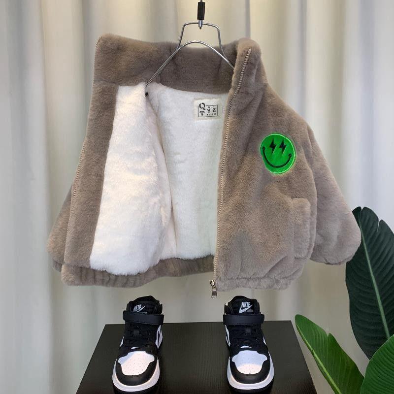 Abrigo forrado de lana para niños abrigo de algodón acolchado de invierno 2023 nuevos suéter engrosado para niños ropa de invierno abrigo de algodón acolchado de lana de cordero para bebés
