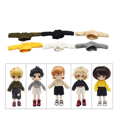 ob11娃衣12分bjd娃娃衣服 molly美結豬娃娃上衣超短裝長袖背心T恤