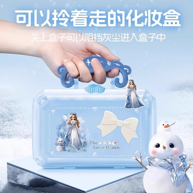 Set de Cosméticos Infantiles Dulisa, Caja de Maquillaje de Princesa Elsa de Hielo y Nieve, Juguete de Lápiz Labial para Niñas, Princesa de Hielo y Nieve