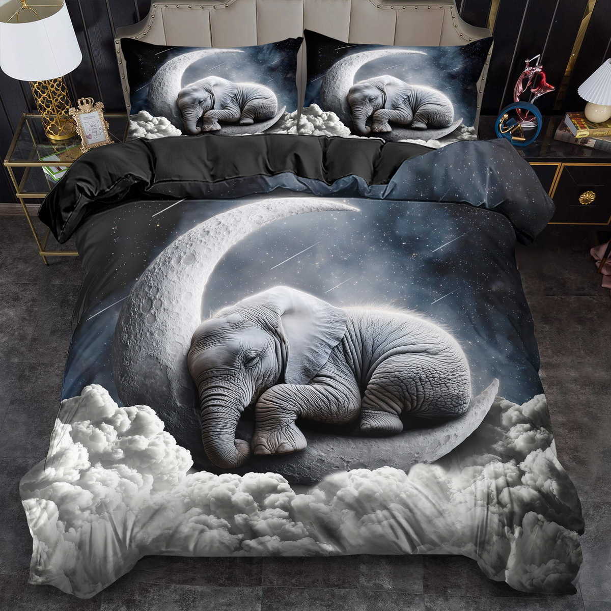 TEMU / JIT abrasión impresión digital rosa roja elefante mariposa suave quilt kit fabricante de origen transfronterizo