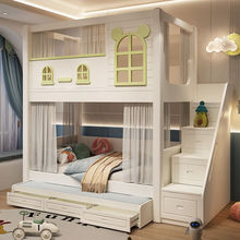儿童床男孩上上下床实木女孩公主下铺双层床子母两层高低床子组合