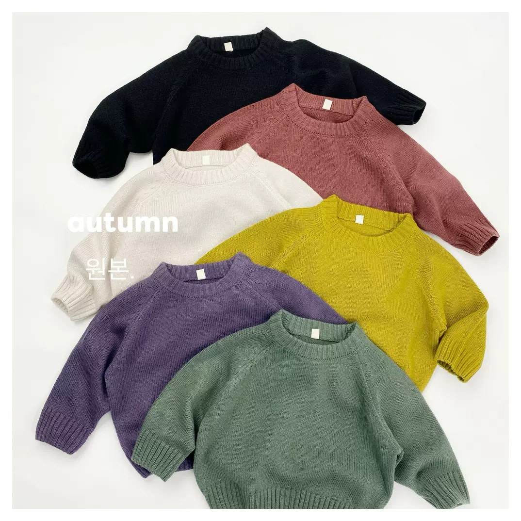 儿童毛衣2025秋冬童装韩版男女宝宝针织衫插肩圆领宽松长袖套头衫