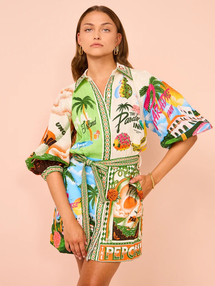 Women's Regular Dress Vacation V Neck Printing 3/4 Length Sleeve Tropical Above Knee Holiday Beach display picture 1