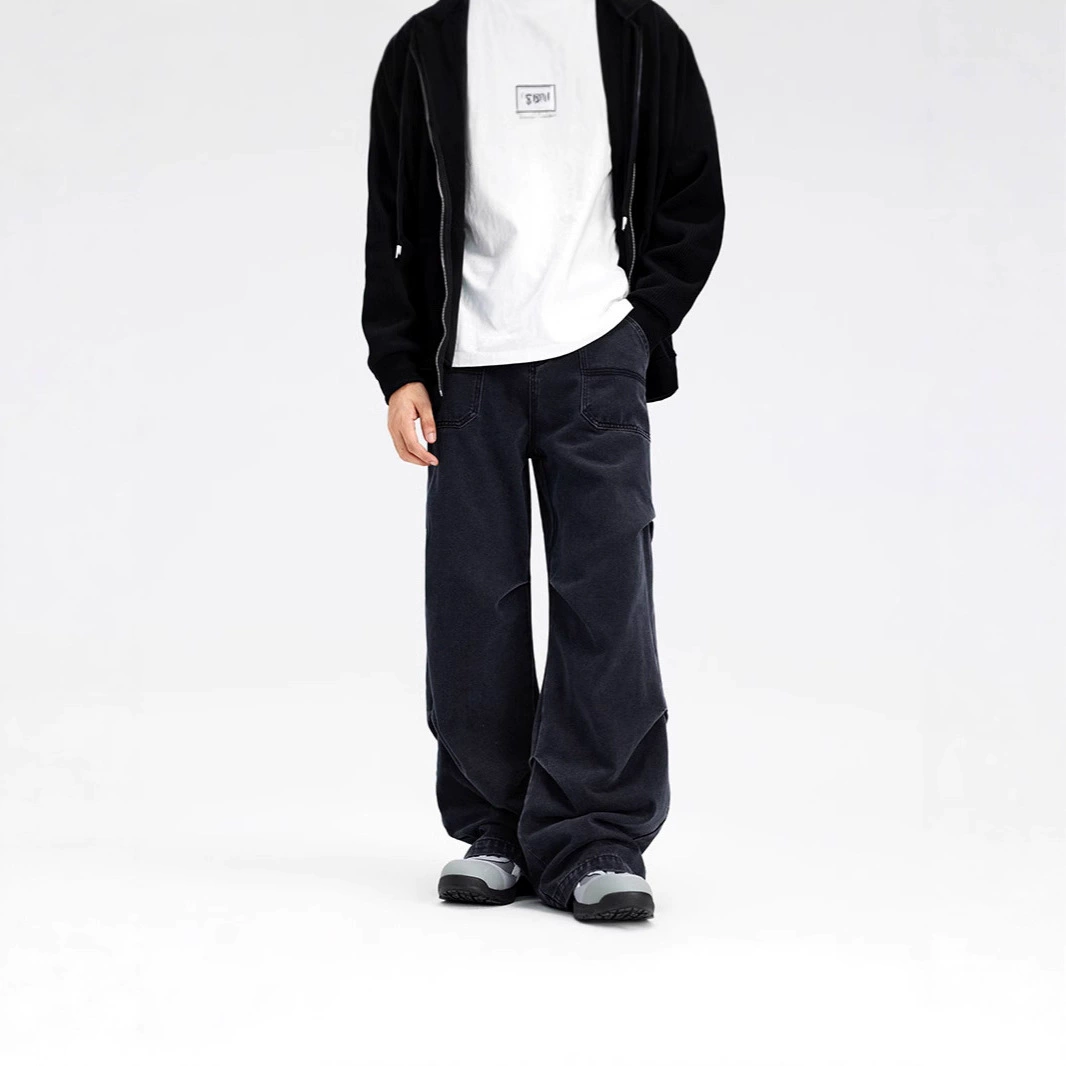 Мужские повседневные джинсы прямого кроя, расклешенные, свободные широкие брюки, классические молодежные мужские повседневные брюки